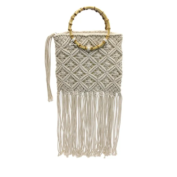 Keskmine bambusest heegeldatud kott