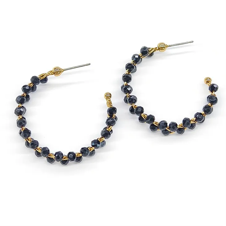 Black Beads Hoop kõrvarõngas